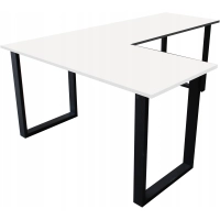 BIURKO NAROŻNE LOFT GAMINGOWE LEWE 200x135 BLAT 18mm BIAŁE PEŁNA RAMA