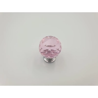 Uchwyt meblowy gałka różowy kryształ połysk 3 x 3 x 3,8 cm