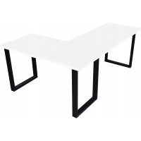 BIURKO NAROŻNE LOFT KOMPUTEROWE PRAWE 200 x 135 BLAT 36mm BIAŁE GAMINGOWE