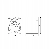 Podpórka do książek dla dzieci potworek metalowy czarna Gamet 14,4 cm