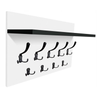 Wieszak ścienny do przedpokoju z półką loft BIEL CZERŃ - WYBÓR HACZYKÓW