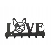 Wieszak wiszący metal czarny na klucze, buldożek francuski Gamet