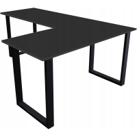 BIURKO NAROŻNE LOFT GAMINGOWE PRAWE PEŁNA RAMA WZMOCNIENIE CZARNE STABILNE