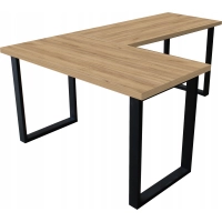 BIURKO NAROŻNE LOFT KOMPUTEROWE LEWE 200x135 BLAT 18mm DĄB ZŁOTY PEŁNA RAMA