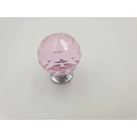 Uchwyt meblowy gałka różowy kryształ połysk 3 x 3 x 3,8 cm