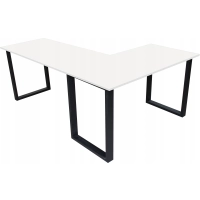 BIURKO NAROŻNE LOFT KOMPUTEROWE LEWE 200 x 135 BLAT 36mm BIAŁE GAMINGOWE