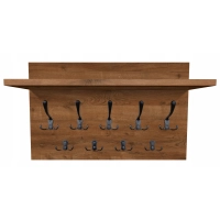 Wieszak ścienny do przedpokoju z półką loft dąb tobacco - haczyki do wyboru