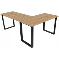BIURKO NAROŻNE LOFT KOMPUTEROWE LEWE 200x135 BLAT 18mm DĄB ZŁOTY PEŁNA RAMA