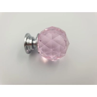 Uchwyt meblowy gałka różowy kryształ połysk 3 x 3 x 3,8 cm