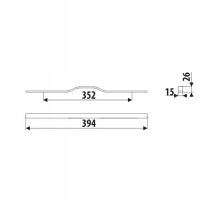 Uchwyt meblowy klasyczny czarny matowe 39,4 x 1,5 x 2,6 cm (614)