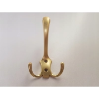Wieszak meblowy haczyk potrójny złoty mat, retro