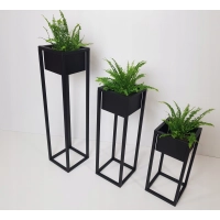 Kwietnik Stojący Stojak na kwiaty loft czarny 70cm