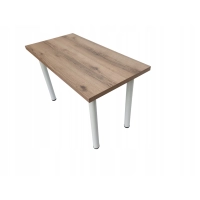 Stół do kuchni jadalni gruby blat dąb halifax 135 x 65 x 75 cm nogi białe