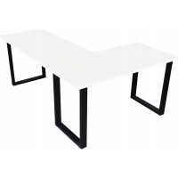 BIURKO NAROŻNE LOFT GAMINGOWE LEWE 180x120 BLAT 18mm BIAŁE PEŁNA RAMA