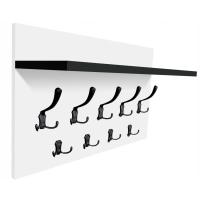 Wieszak ścienny do przedpokoju z półką loft BIEL CZERŃ - WYBÓR HACZYKÓW