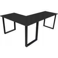 BIURKO NAROŻNE LOFT GAMINGOWE PRAWE PEŁNA RAMA WZMOCNIENIE CZARNE STABILNE