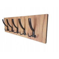 Wieszak wiszący do przedpokoju loft dąb craft złoty czarne haczyki obrzeże