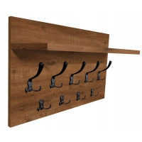 Wieszak ścienny do przedpokoju z półką loft dąb tobacco - haczyki do wyboru