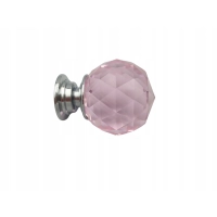 Uchwyt meblowy gałka różowy kryształ połysk 3 x 3 x 3,8 cm