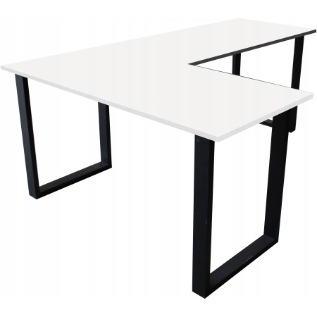BIURKO NAROŻNE LOFT GAMINGOWE LEWE 200x135 BLAT 18mm BIAŁE PEŁNA RAMA