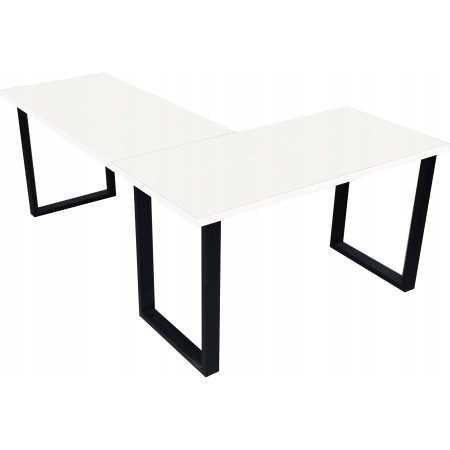 BIURKO NAROŻNE LOFT GAMINGOWE LEWE 200x135 BLAT 18mm BIAŁE PEŁNA RAMA