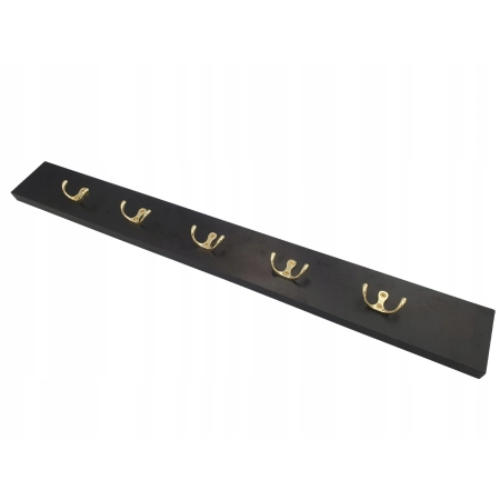 WIESZAK ŚCIENNY DO PRZEDPOKOJU NA UBRANIA LOFT 5 HAKÓW CZARNY ZŁOTY