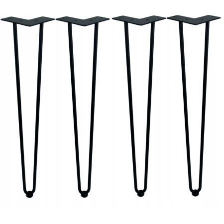 Nogi metalowe do stołu dwa pręty czarne loft 711 mm 4szt. (11B)