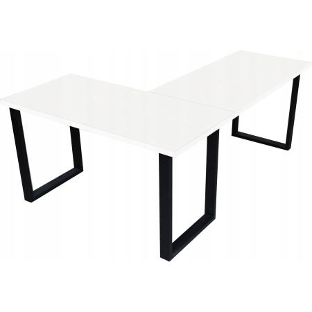 BIURKO NAROŻNE LOFT KOMPUTEROWE PRAWE 200 x 135 BLAT 36mm BIAŁE GAMINGOWE