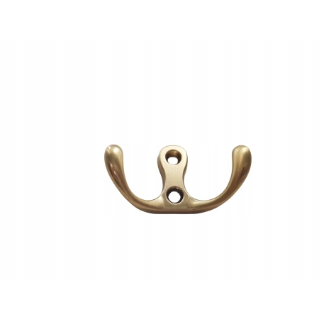 Wieszak meblowy haczyk podwójny złoty mat, retro