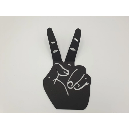 Wieszak wiszący czarny znak pokoju, peace, Victoria, solidarność, metal