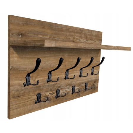 Wieszak ścienny do przedpokoju na ubrania z półką loft RETRO