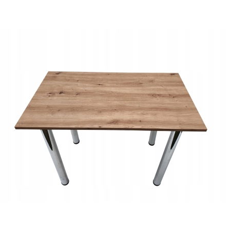 Stół do kuchni jadalni dąb artisan 120 x 60 x 72,6 cm nogi chromowane