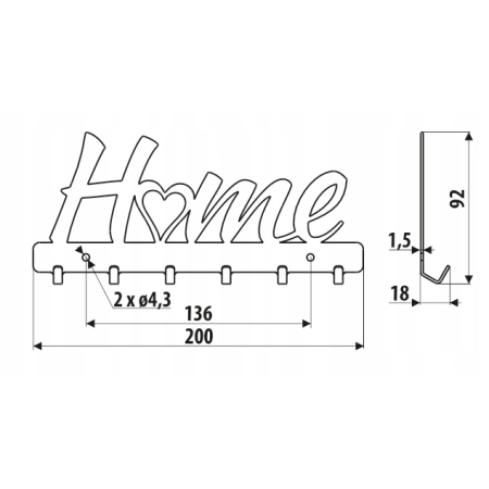 Wieszak wiszący czarny HOME metal (174)