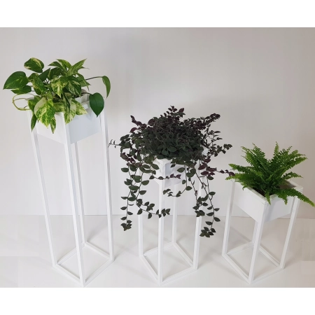 Kwietnik Stojący Stojak na kwiaty loft biały 90cm