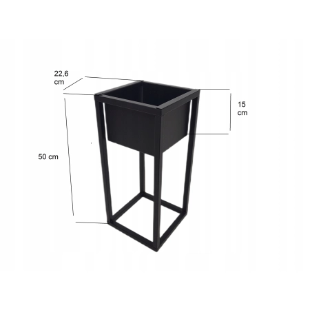 Kwietnik Stojący Stojak na kwiaty loft czarny 50cm