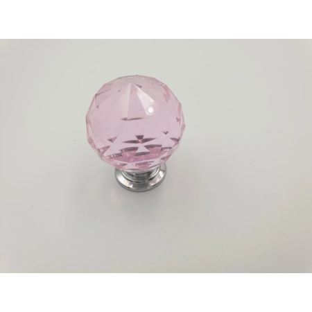 Uchwyt meblowy gałka różowy kryształ połysk 3 x 3 x 3,8 cm