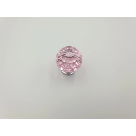 Uchwyt meblowy gałka różowy kryształ połysk 3 x 3 x 3,8 cm