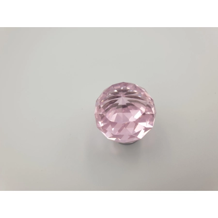Uchwyt meblowy gałka różowy kryształ połysk 3 x 3 x 3,8 cm