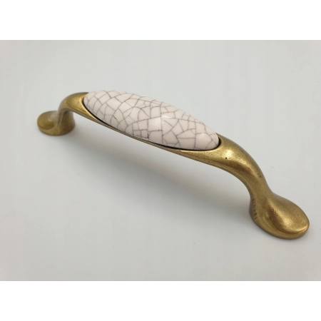 Uchwyt meblowy złoty/porcelana retro stylizowana UP19-96-GAB-MLK-4