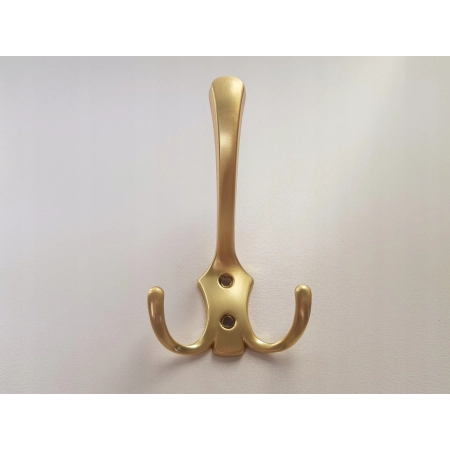 Wieszak meblowy haczyk potrójny złoty mat, retro