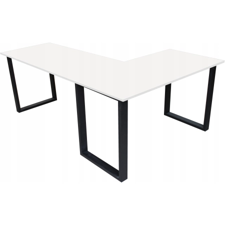 BIURKO NAROŻNE LOFT KOMPUTEROWE LEWE 200 x 135 BLAT 36mm BIAŁE GAMINGOWE