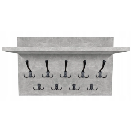 WIESZAK ŚCIENNY DO PRZEDPOKOJU Z PÓŁKĄ LOFT HACZYKI DO WYBORU- BETON JASNY