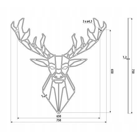 Dekoracja ścienna Gamet AD50 jeleń czarny 75cm (15)