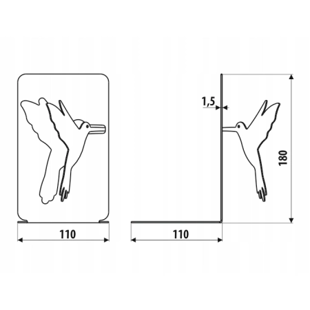 Podpórka do książek KOLIBER lewy czarny AD06