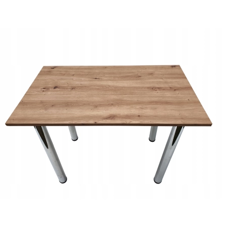 Stół do kuchni jadalni dąb artisan 120 x 60 x 72,6 cm nogi chromowane