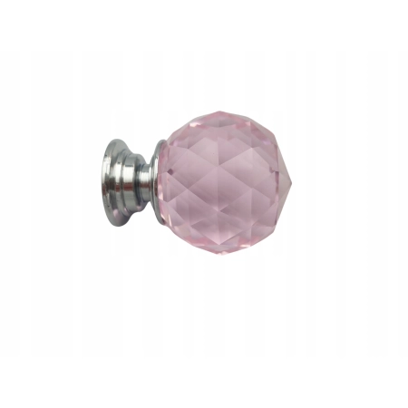 Uchwyt meblowy gałka różowy kryształ połysk 3 x 3 x 3,8 cm