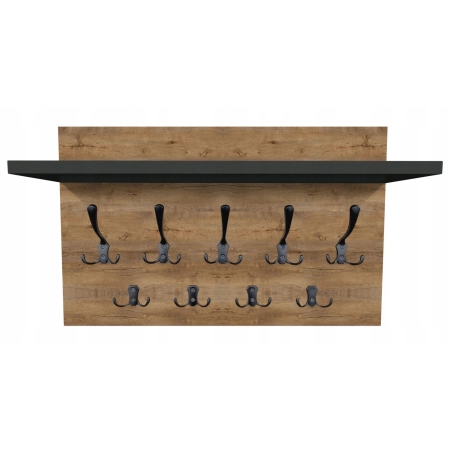 WIESZAK ŚCIENNY DO PRZEDPOKOJU Z PÓŁKĄ LOFT HACZYKI DO WYBORU DĄB LEFKAS